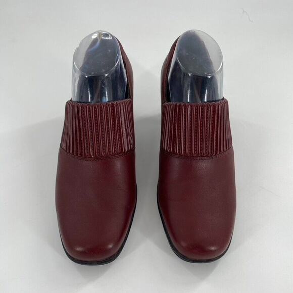 Clarks Bendables Thoughtful Q Womens Pumps Burgundy Leather Sz 8.5 Block Heel - Picture 5 of 7
